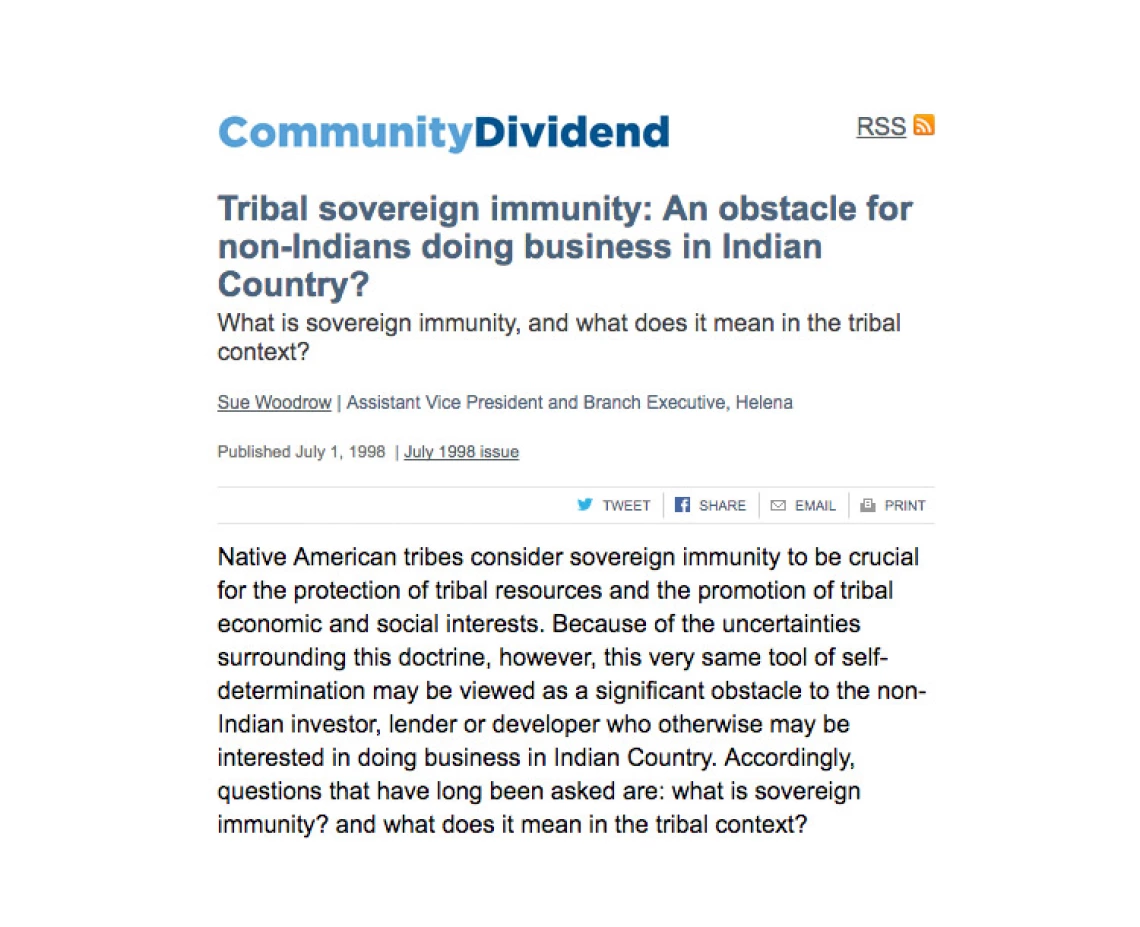 Tribal sovereign immunity: An obstacle for non-Indians doing business in Indian Country?