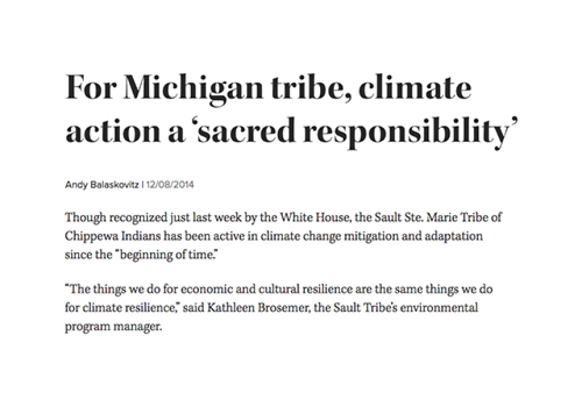 For Michigan tribe, climate action a â€˜sacred responsibilityâ€™