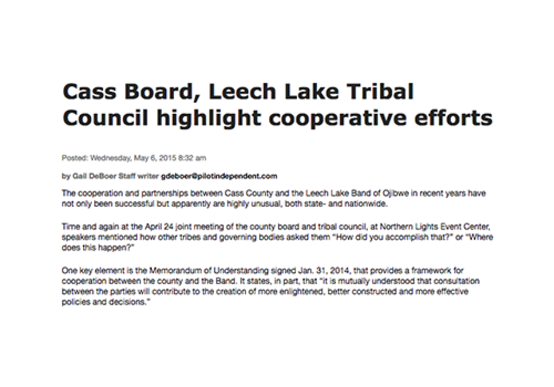 Cass Board, Leech Lake Tribal Council highlight cooperative efforts