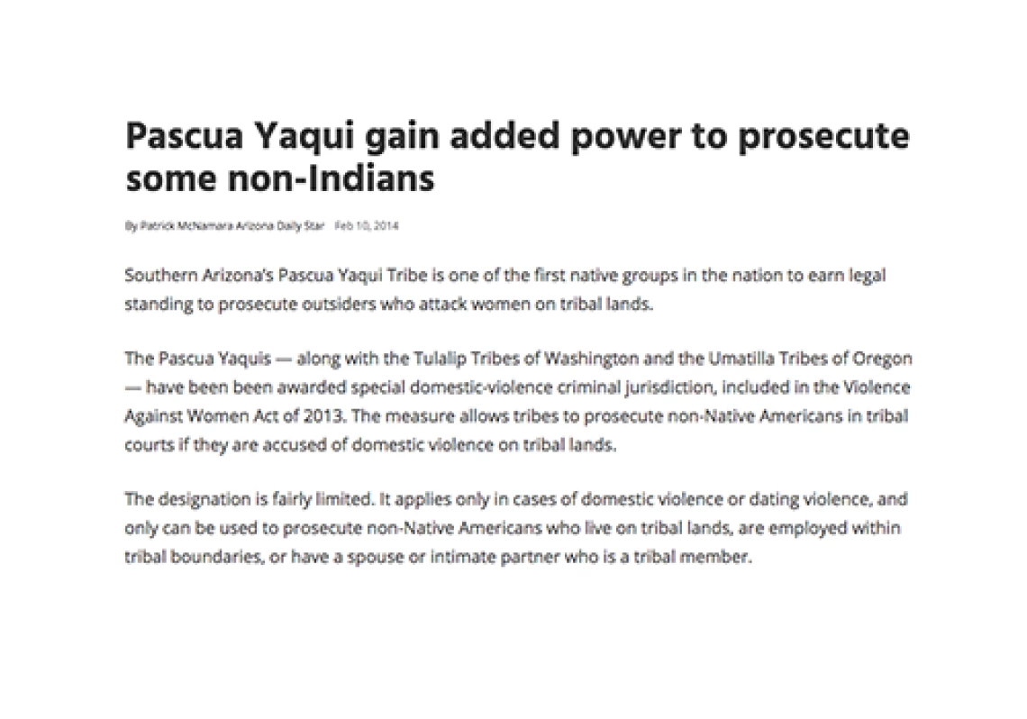 Pascua Yaqui gain added power to prosecute some non-Indians