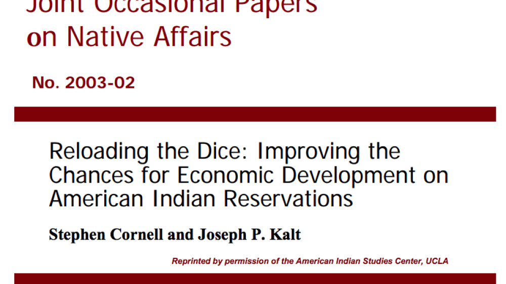 Reloading the Dice: Improving the Chances for Economic Development on American Indian Reservations