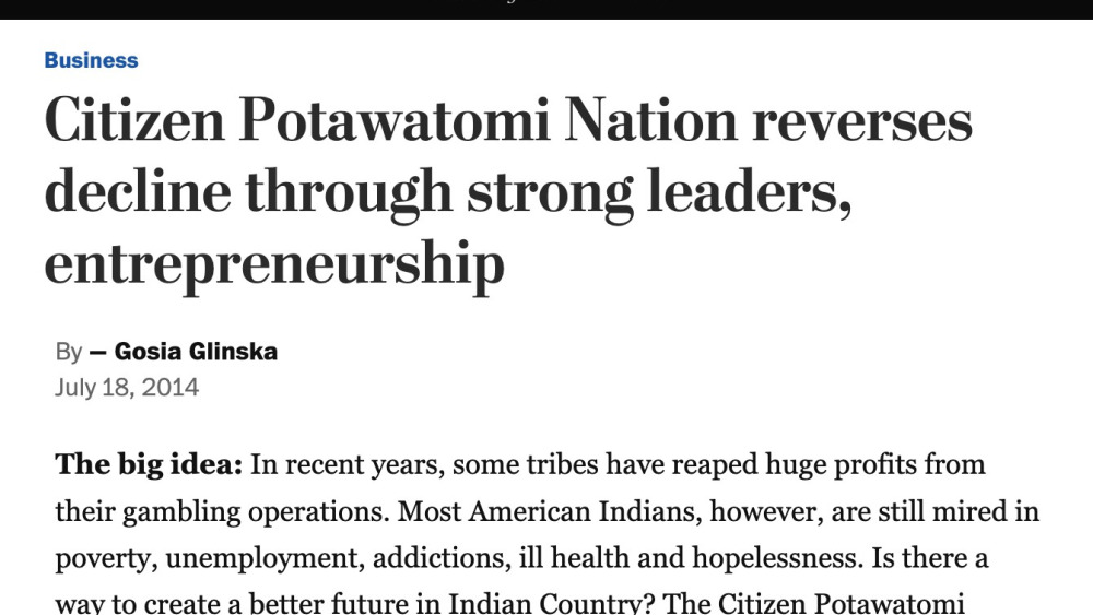 Citizen Potawatomi Nation reverses decline through strong leaders, entrepreneurship