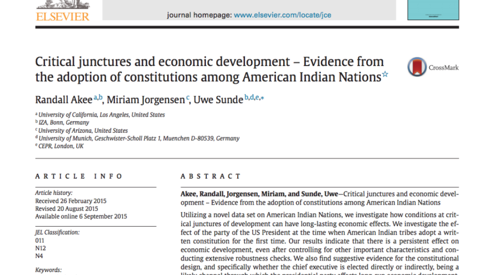 Critical junctures and economic development