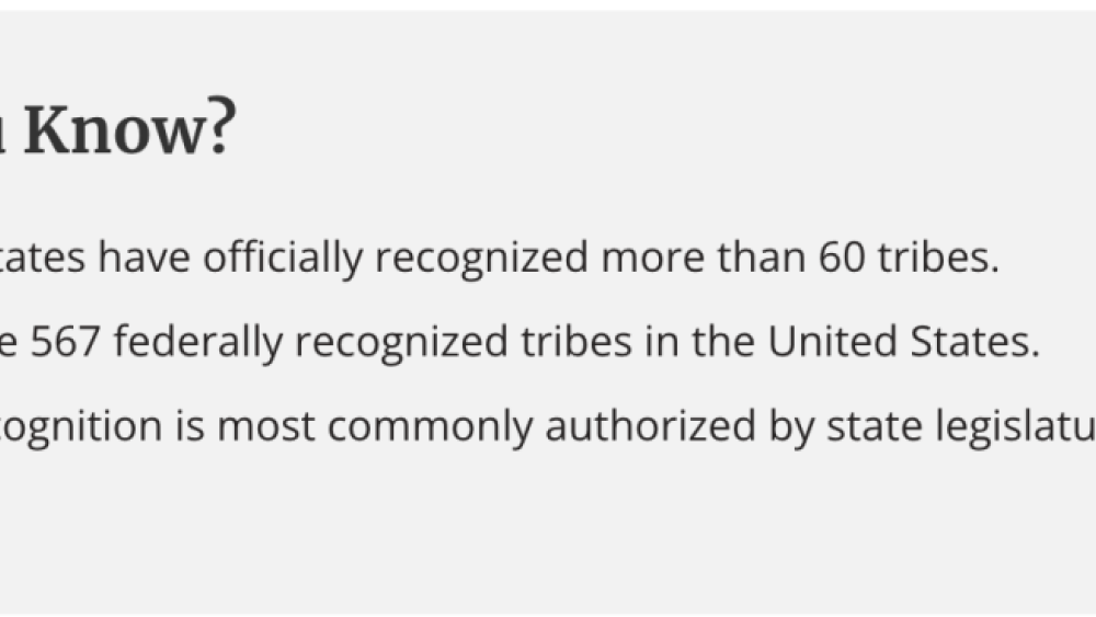 State Recognition of American Indians