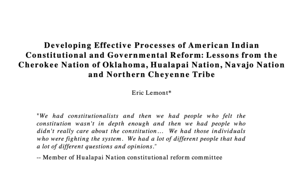 Developing Effective Processes of American Indian Constitutional and Governmental Reform