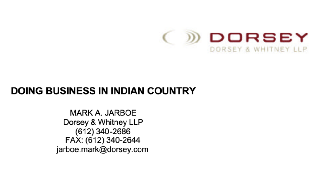 Doing Business in Indian Country