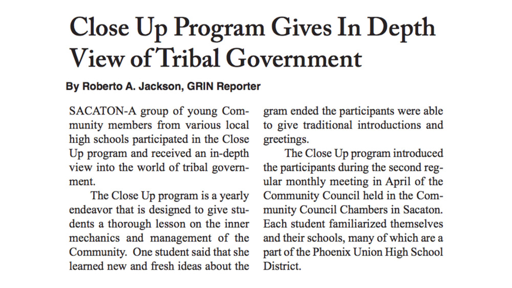 Close Up Program Gives in Depth View of Tribal Government