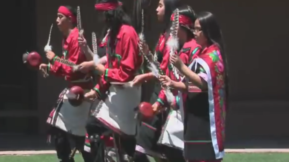 Rebuilding The Tigua Nation, youth dancing in traditional dress