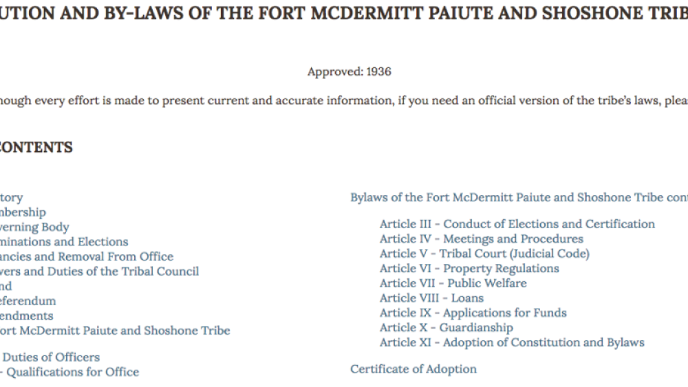 Fort McDermitt Paiute and Shoshone Tribe: Citizenship Excerpt