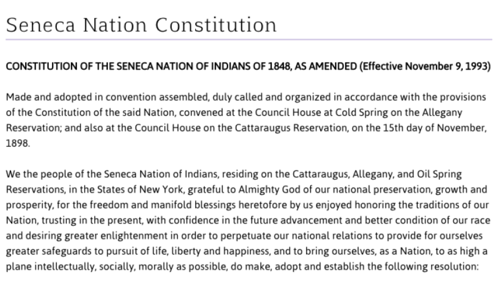 Seneca Nation: Terms of Office Excerpt