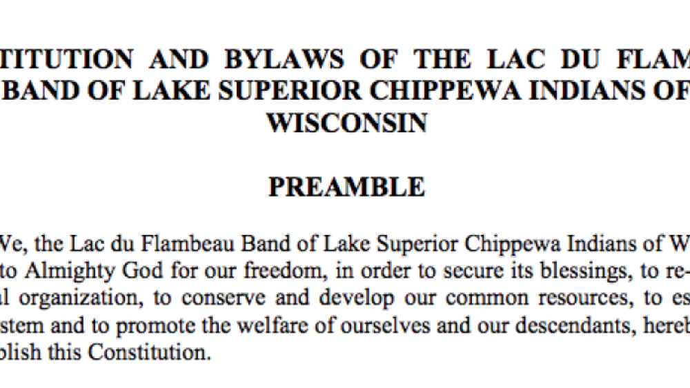 Lac du Flambeau Band of Lake Superior Chippewa Indians of Wisconsin: Governmental Structure Excerpt