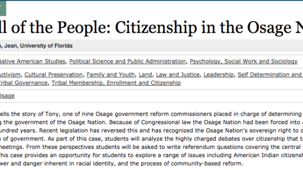 The Will of the People: Citizenship in the Osage Nation