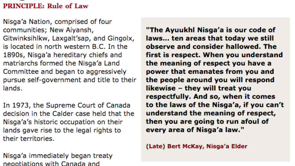 Best Practices Case Study (Rule of Law): Nisgaâ€™a Nation