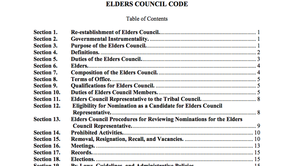 Pokagon Band of Potawatomi Indians: Elders Council Code