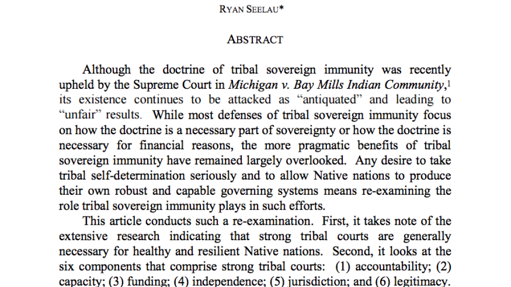 In Defense of Tribal Sovereign Immunity: A Pragmatic Look at the Doctrine as a Tool for Strengthening Tribal Courts