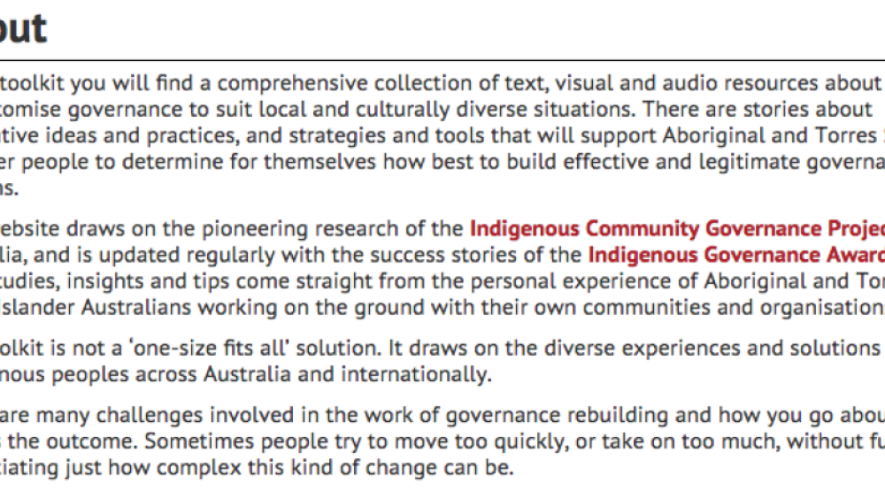 Indigenous Governance Toolkit