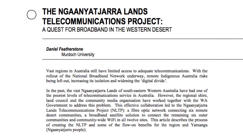 The Ngaanyatjarra Lands Telecommunications Project: A Quest for Broadband in the Western Desert