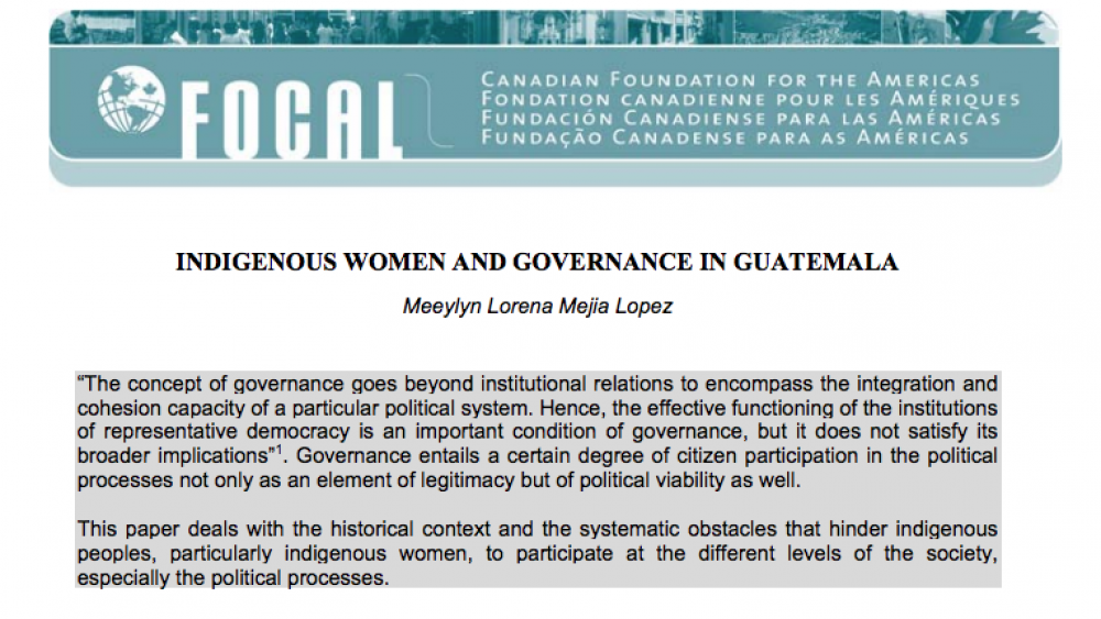 Indigenous Women and Governance in Guatemala