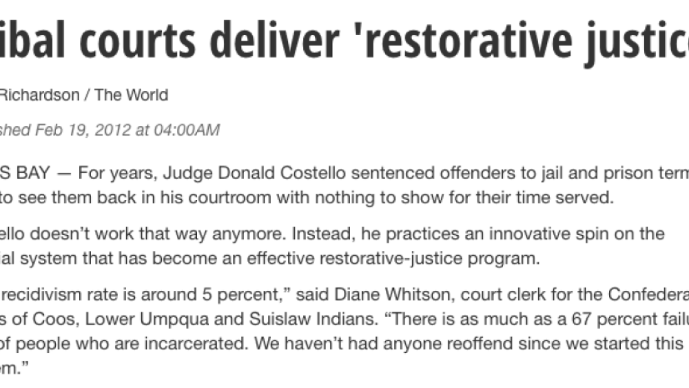 Ore. tribal courts deliver 'restorative justice'