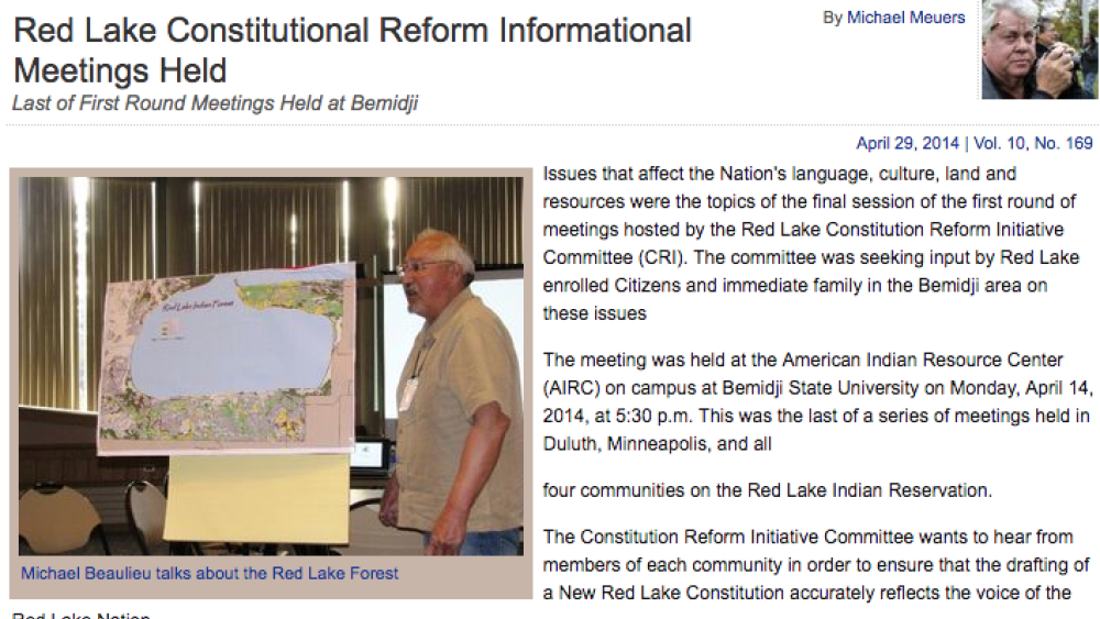 Red Lake Constitutional Reform Informational Meetings Held
