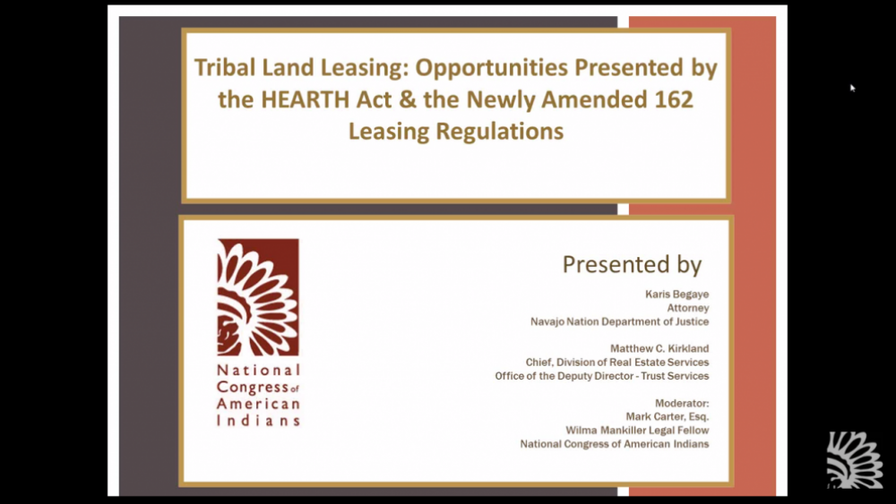 Tribal Land Leasing: Opportunities Presented by the HEARTH Act and Amended 162 Leasing Regulations