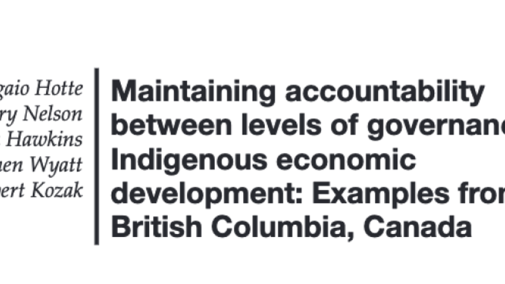 Maintaining accountability between levels of governance in Indigenous economic development: Examples from British Columbia, Canada