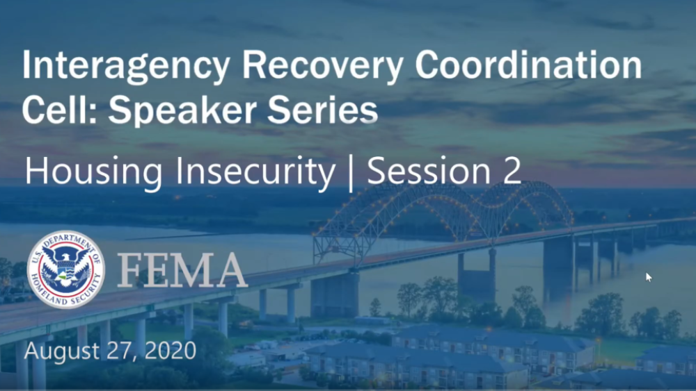 Interagency Recovery Coordination Speaker Series: Housing Inequity Interagency Recovery Coordination Speaker Series: Housing Inequity