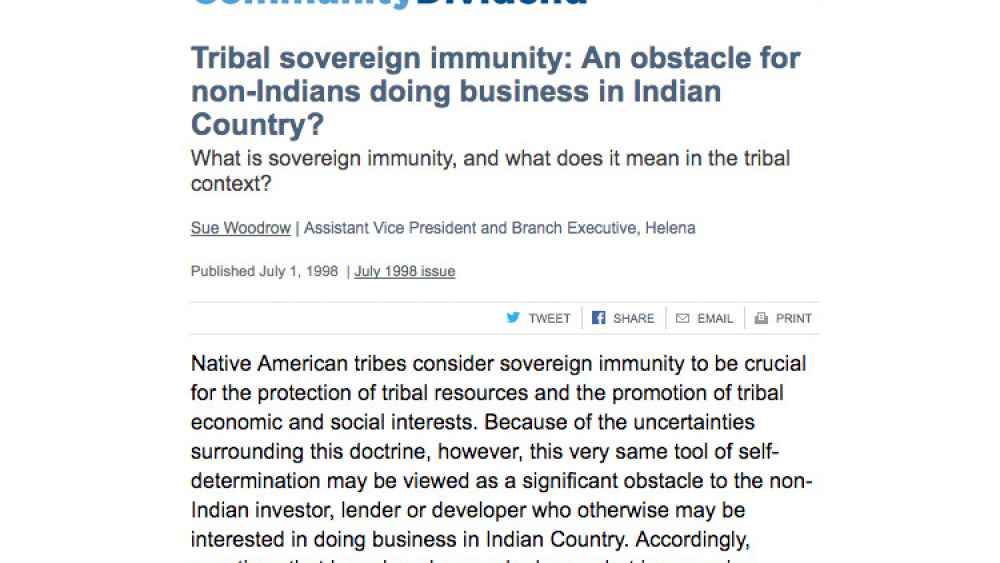 Tribal sovereign immunity: An obstacle for non-Indians doing business in Indian Country?