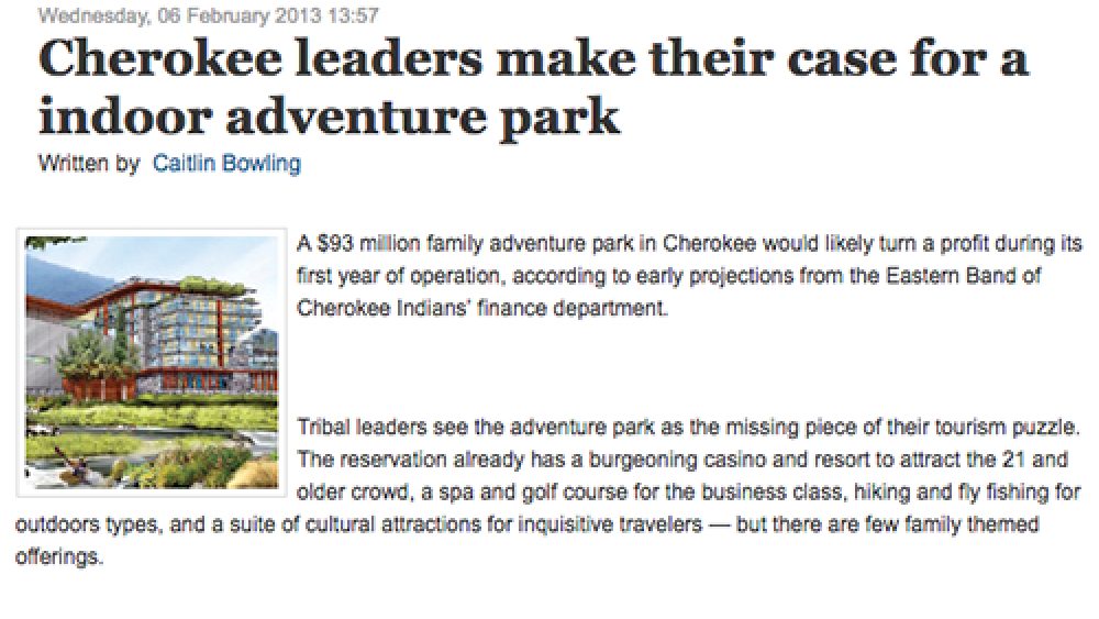Cherokee leaders make their case for a indoor adventure park