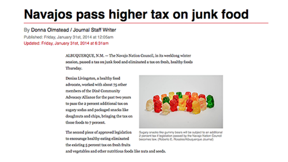 Navajos pass higher tax on junk food