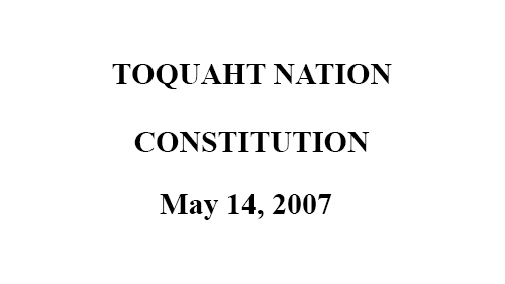Toquaht Nation: Judiciary Functions/Dispute Resolution Excerpt